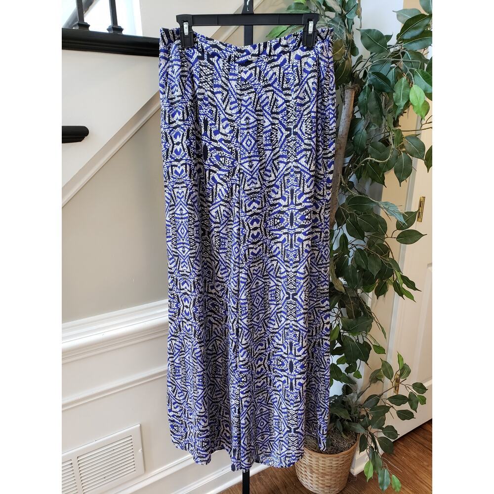 ASTR Women's Blue White Abstract Print Pants Size Large Lined Polyester